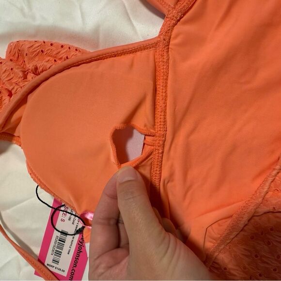 Betsey Johnson Deep V Swimsuit with Ruffled Trim - Picture 11 of 15